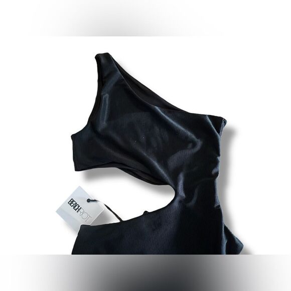 BEACH RIOT NWT Celine Cutout One-Shoulder One-Piece Swimsuit Black Small - Picture 8 of 12